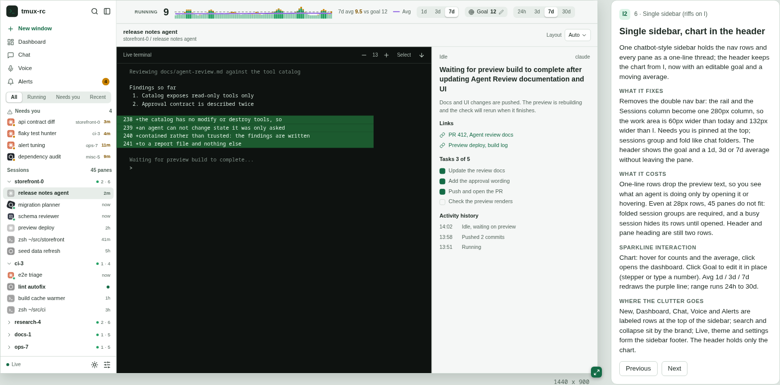 I2: one sidebar, chart still in the header