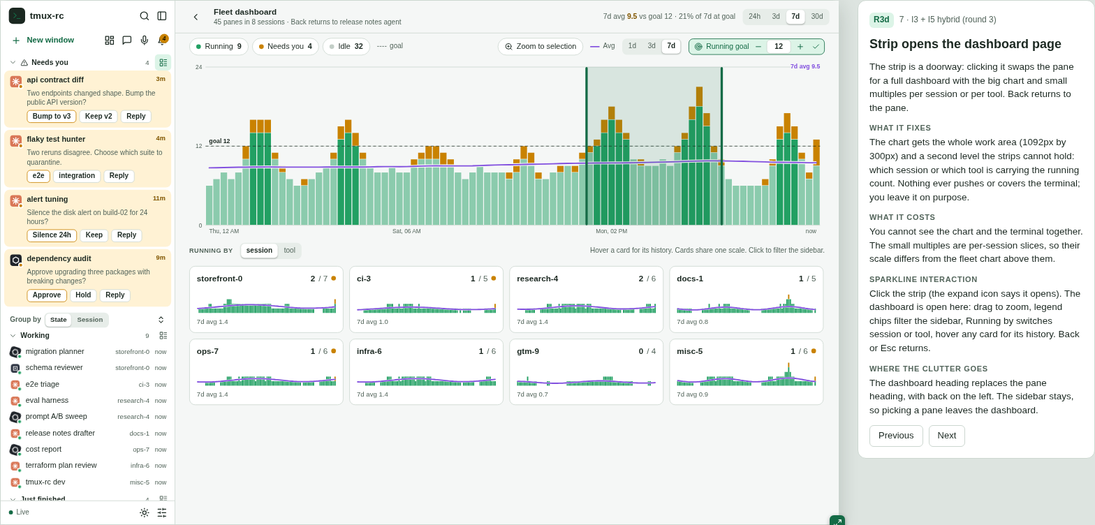 R3d: the strip opens a dashboard page with small multiples per session